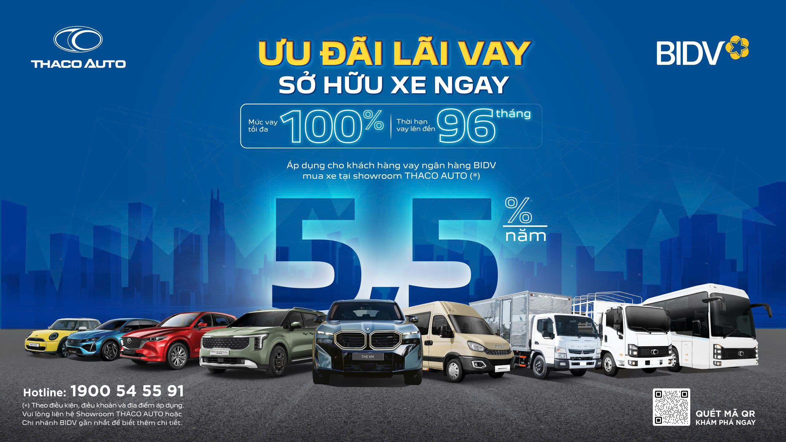 THACO AUTO hợp tác BIDV triển khai gói vay mua xe ưu đãi đến 100% giá trị xe, lãi suất chỉ từ 5,5%/năm