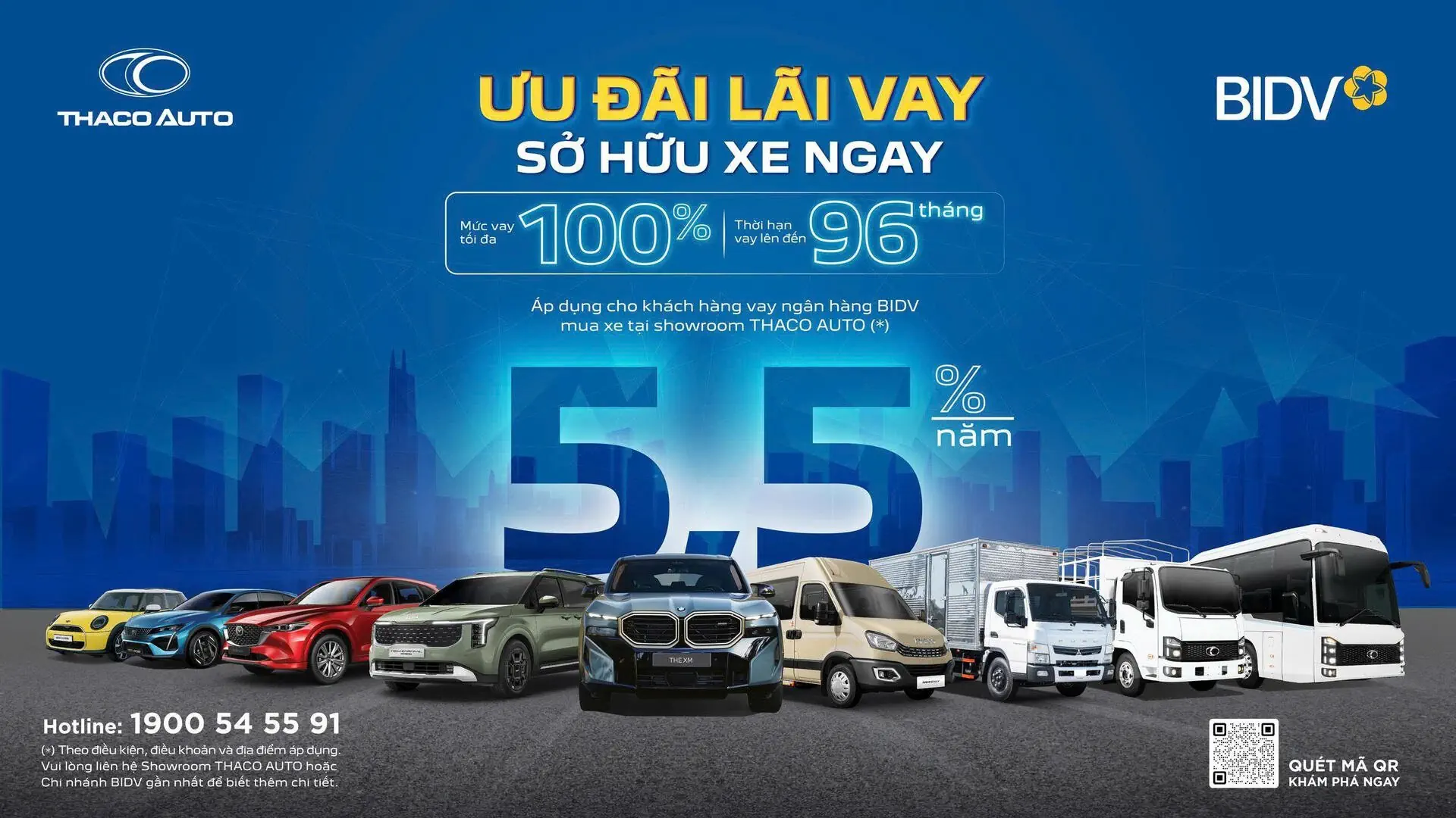 THACO AUTO hợp tác BIDV triển khai gói vay mua xe ưu đãi đến 100% giá trị xe, lãi suất chỉ từ 5,5%/năm